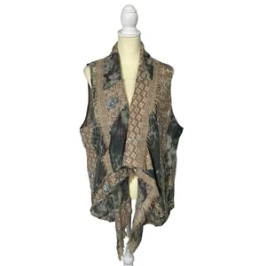 Anu By Natural 100% Wool Boho Artsy Asymmetrical Vest Shawl Cardigan Size XL - Picture 1 of 15