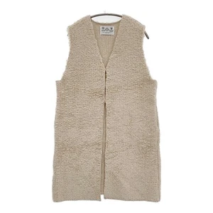 R&D.M.Co- Wool mohair knit boa vest, long vest beige 5-1008T♪ - Picture 1 of 7