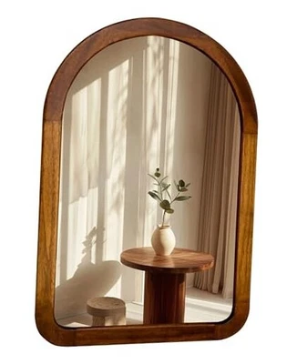 Espejo arqueado 24 x 36 pulgadas, baño rústico madera marrón 36" L x 24" W marrón nogal Foto 1 de 4