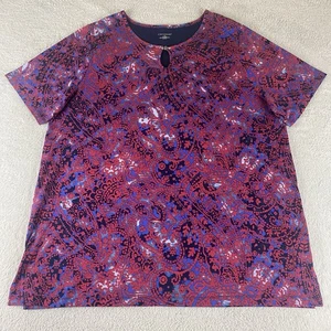 Top túnica Catherines para mujer talla 1X multicolor cachemira artística camiseta cuello cerradura - Imagen 1 de 14