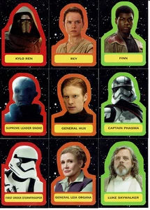 Star Wars Journey to Last Jedi Complete 18 Card Character Sticker Chase Set 1-18 - Picture 1 of 2