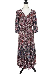 Abito Coldwater Creek Valley View maxi a strati con volant taglia small boho prateria - Foto 1 di 11