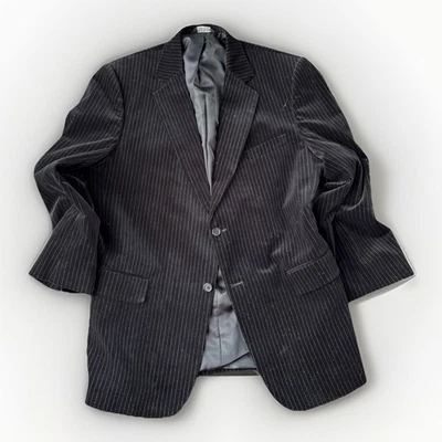 Jos A Bank Mens Velvet Pinstripe Blazer Size 43L Black Lined - Image 1 of 4