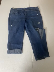Pantalones capri rasgados de mezclilla azul Terra & Sky TALLA 22W Petite súper lindos - Imagen 1 de 8