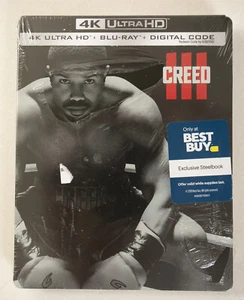 Creed 3 4K Ultra HD Blue Ray Digital Code (O2L/JSF6) Best Buy Steelbook III - Foto 1 di 5