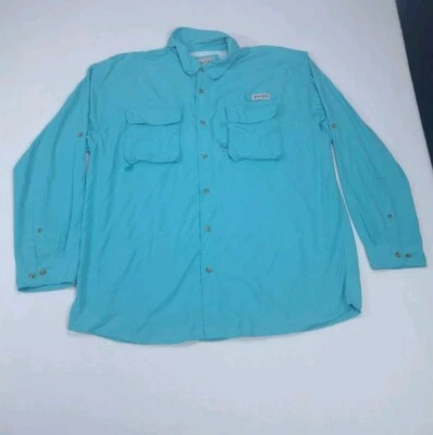 Bimini Bay Shirt Men’s XXL Blue Vented Button Down Long Sleeve Cotton Fishing - Image 1 of 4