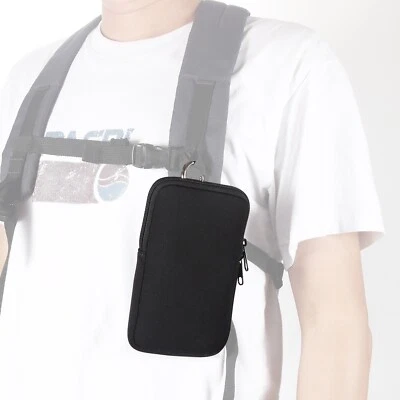 6.9" Universal Neoprene Phone Sleeve Bag Holster W Clip, Neck Lanyards Straps - Image 1 of 4