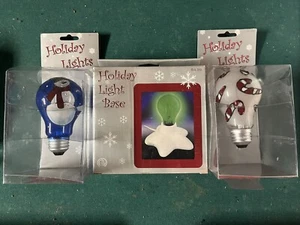 Vintage Stand-Alone Holiday Light Fixture Base w/ Painted Light Bulbs - Picture 1 of 2