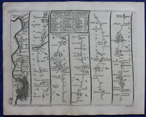 LONDON TO ANDOVER, HAMPSHIRE, antique road map, SENEX, OGILBY, Pl 24-25, 1762