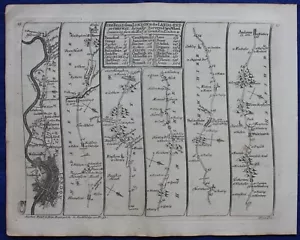 LONDON TO ANDOVER, HAMPSHIRE, antique road map, SENEX, OGILBY, Pl 24-25, 1762 - Picture 1 of 4