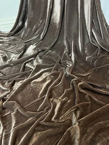 1 METER TAUPE BROWN LUXURY SOFT VELOUR VELVET FABRIC 58" WIDE - Picture 1 of 9