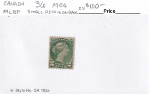 MATT'S STAMPS SCOTT CANADA #36 QUEEN VICTORIA 2-CENT 1872 ISSUE, MOG CV$100 - Picture 1 of 3