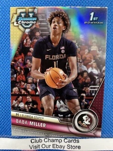 2024 #100 Baba Miller Bowman Chrome Basketball 1st Refractor Florida State - Bild 1 von 2