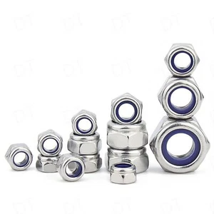 M3,4,5,6,8,10,12 NYLOC NYLOCK LOCK NUTS TYPE T A4 MARINE GRADE STAINLESS STEEL - Picture 1 of 20