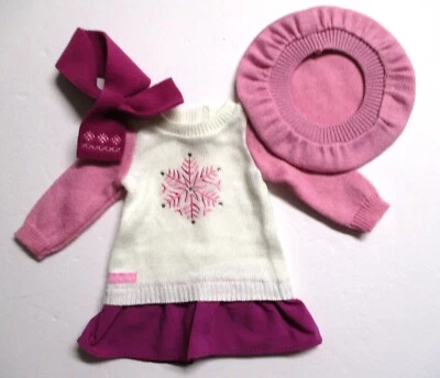 American Girl Snow Good To See You Sweater Dress Pink Beret & Purple Scarf - Image 1 of 2