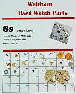 Waltham 8 Piezas Reloj Antiguo, Modelo 1873, Grado Real Ser Nº 2199947  - Imagen 1 de 1