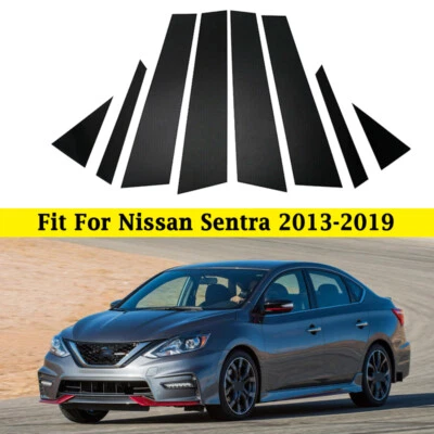 Cubierta de moldura de puerta de ventana postes de pilar negro brillante para Nissan Sentra 2013-2019 Foto 1 de 4
