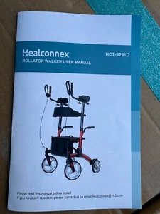 Healconnex Upright Rollator Walker- Stand up Rolling-10" Wheels, Basket, Blue - Picture 1 of 2