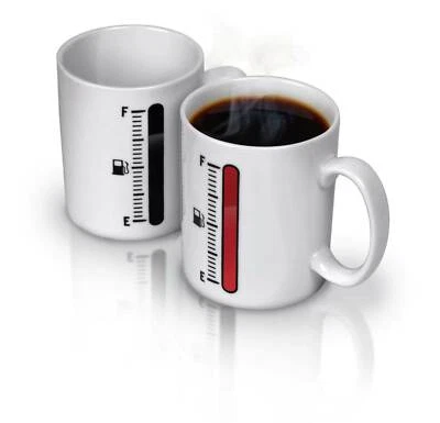Taza de café Tank Up medidor de combustible sensible al calor genuina Fred nueva Foto 1 de 4