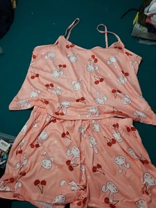 Mujer Nochties Talla 2XL Conejos Y Cerezas Poliéster Y Elastano 2 Piezas - Imagen 1 de 8