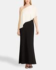 New! Lauren Ralph Lauren Women's 8 Colorblock One-shoulder Gown Nwt $210