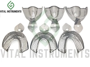 6 Pcs Impression Tray Dental Perforated Stainless CE Upper & Lower - S, M, L - Picture 1 of 1