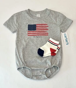 Carters Baby Boy 4th Of July Outfit 18 Months Romper Socks 2 PC Set Cute New - Picture 1 of 3
