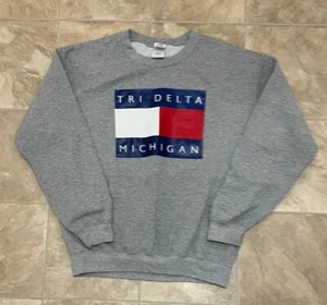 Tri Delta Sorority Michigan Creneck Sweatshirt Adult Medium M Gray - Picture 1 of 7