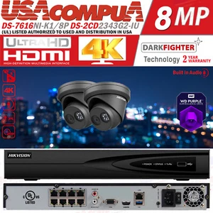 HIKVISION 4K 8MP DS-2CD2343G2-IU IP Camera System NVR 8CH DS-7608NI-K1/8P Lot - Picture 1 of 23