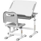 Kids Desk and Chair Set Adjustable Tiltable w/ Drawer, Pen Slot, Hook