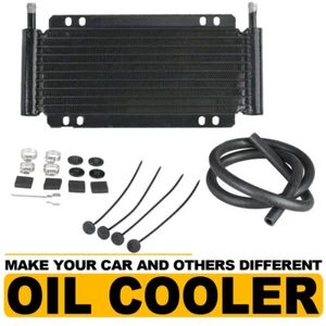 UNIVERSAL BLACK ALUMINIUM 11 ROW ENGINE GEARBOX TRANSMISSION OIL COOLER - Picture 1 of 8