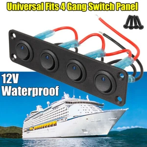 4 Gang Mini interrupteur à bascule LED bleu Panneau d'interrupteur bascule 12V - Foto 1 di 6