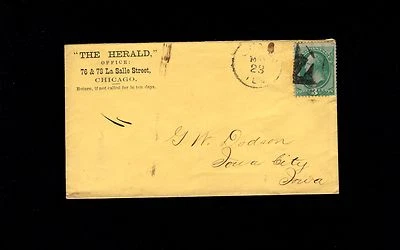 NEWSPAPER The Herald Chicago Faint cds Circa Fancy 1878 Cover 3s - Image 1 of 2
