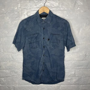 Camisa de Trabajo G-Star Raw A Crotch Yoshem Azul Botones a Presión Manga Corta Mediana - Imagen 1 de 12