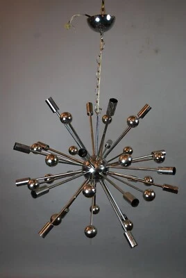 Mid Century Design chrome finish Chandelier 18 Light sputnik brass ceiling light - Image 1 of 4