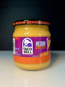 🟠 New Official Taco Bell Medium Salsa Con Queso Cheese Cheddar Dip Jar 15oz - Picture 1 of 3