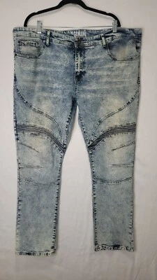 Jeans jeans masculino GENUÍNO autêntico tamanho 44W/32L LOGOTIPO LAVAGEM ÁCIDA azul algodão - Imagem 1 de 4