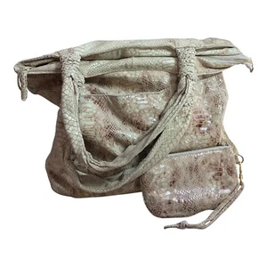 Vintage Perlina Studio Schultertasche Schlangenleder geprägt Leder Used Mängel - Bild 1 von 21