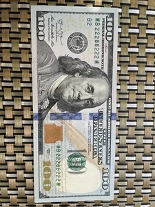 Billete de banco de $100 de Estados Unidos elegante con número espejo billete 2228 8222 UNC 2013 - Imagen 1 de 2