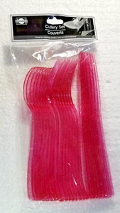 Pink Sparkle Plastic Silverware Cutlery Set of 24 Party FUN Disposable Any Age - Picture 1 of 4