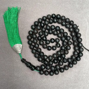 Rosario Tasbih Misbaha nero islamico ambra baltica 33 perline di preghiera 8,6 mm 37,7 g - Foto 1 di 3