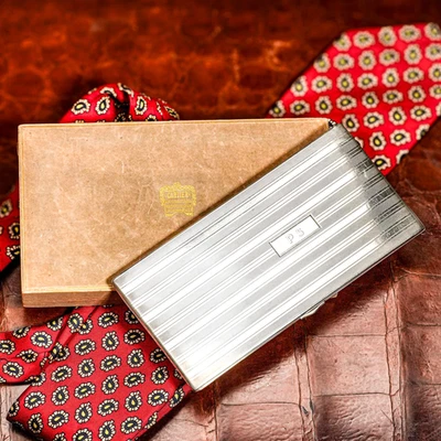 Engine Turned Antique Sterling Silver Money Card Cigarette Case Wallet Cartier - Image 1 of 4