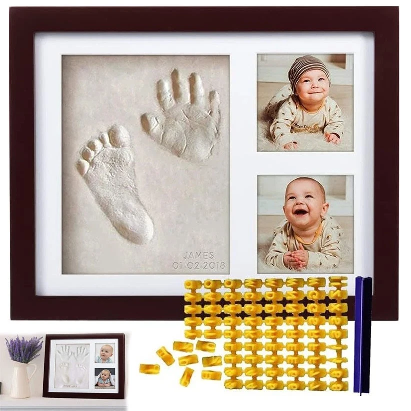 Kit de huellas de manos de bebé marco de fotos de arcilla recuerdo regalo de ducha recién nacido Foto 1 de 4