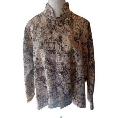  Abrigo Blazer Chaqueta Eskandar Talla 0 Floral Brocado Tapiz Tostado Marrón Tejido  Foto 1 de 4