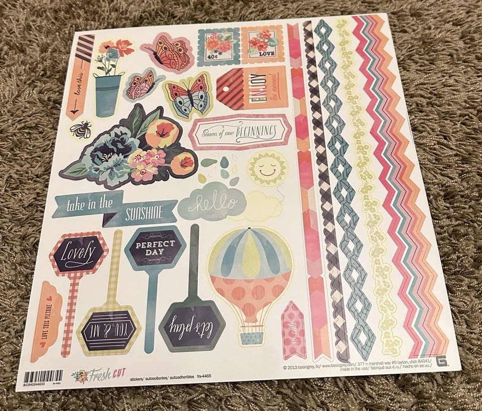 BasicGrey FRESH CUT 12x12 Sticker Sheet Garden Summer Spring 2013 - Image 1 of 1