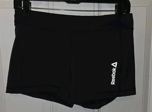 NWT Womens Reebok Training Shorts S Small Fitted Black Athletic Gym Bottoms - Picture 1 of 5