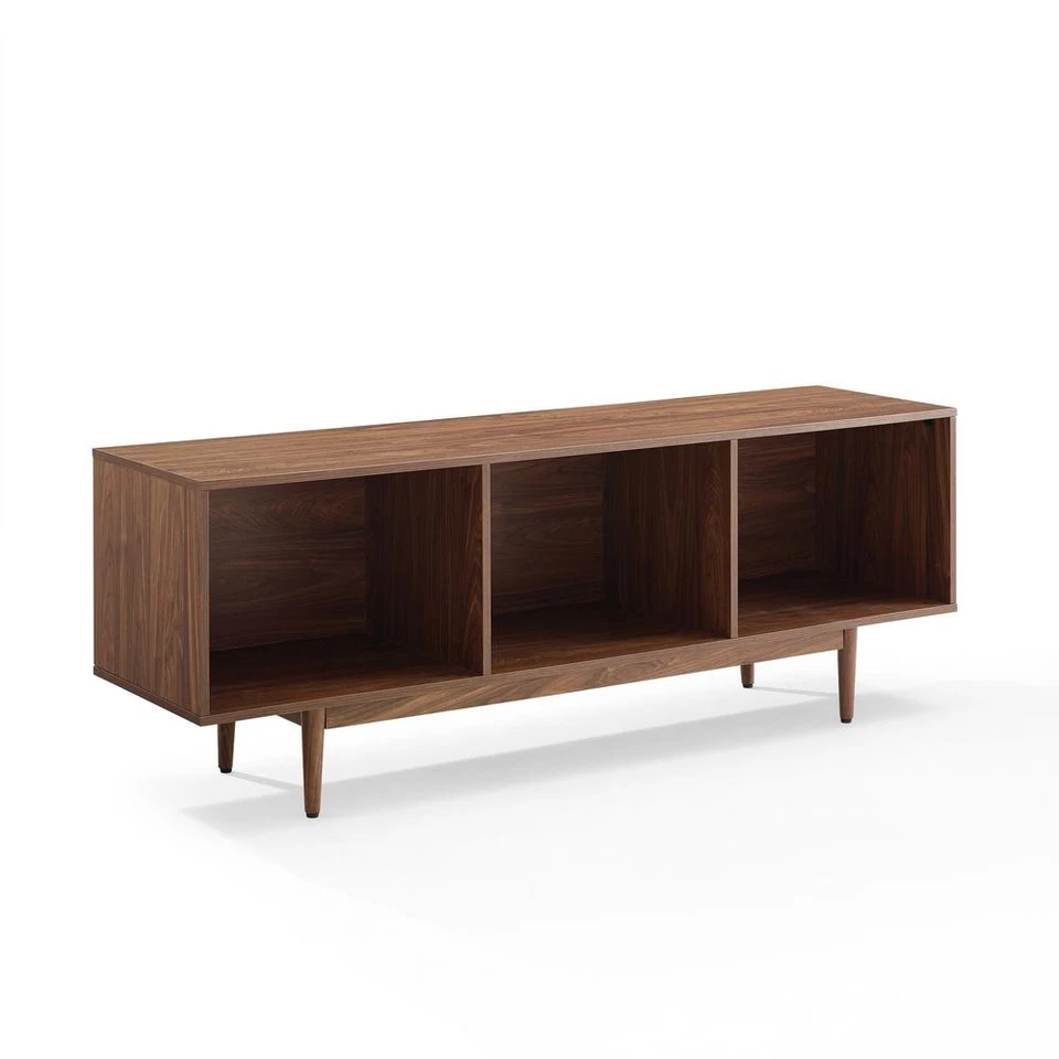 Crosley Liam Large Record Storage Console Cabinet Walnut