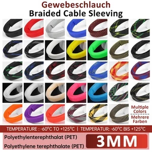 3mm Expandable Braided Cable Sleeving Sheathing Auto Electrics Wire Harnessing - Picture 1 of 25