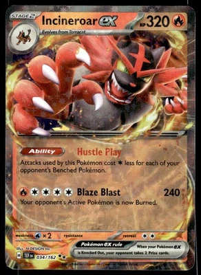 Pokemon TCG SV05: Temporal Forces #034/162 Incineroar ex NM - Image 1 of 2