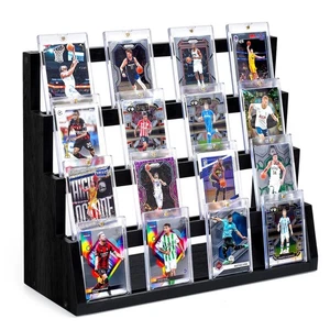 Card Display Stand, 4-Tier Trading Card Display, Wooden Graded Baseball Sport... - Picture 1 of 7